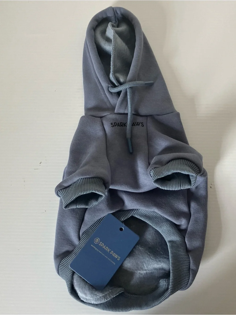 Spark Paws Dog Hoodie Blue Fleece Pet Kangaroo Pocket Cozy Sweatshirt